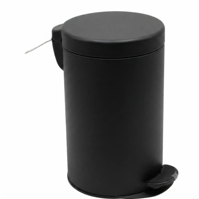 20L black powder coated stainless steel pedal bin 12x20 inch