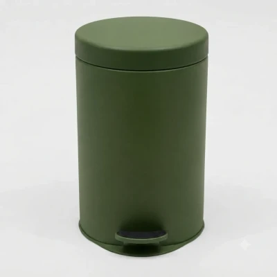 20L green powder coated stainless steel pedal bin 12x20 inch