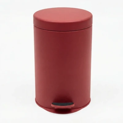 20L red powder coated stainless steel pedal bin 12x20 inch