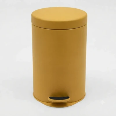 20L yellow powder coated stainless steel pedal bin 12x20 inch