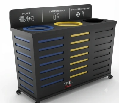 3 Compartment Outdoor Recycling & Segregation Bin