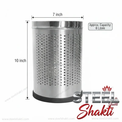 Stainless Steel Perforated Dustbin 6L – 7×10 Inch