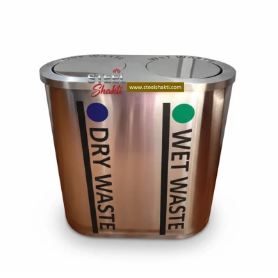 Dual Compartment Dustbin | SS 304 Steel | Dry & Wet Waste Segregation