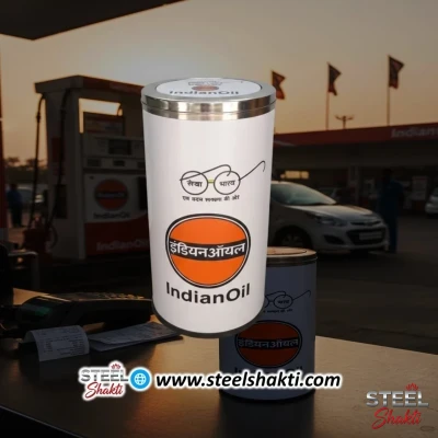 Indian Oil Petrol Pump Commercial Dustbin - Steel Shakti