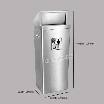 Rectangular stainless steel flap dustbin manufacturer in India – heavy duty waste bin
