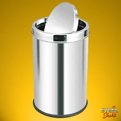 20 Ltr Stainless Steel Swing Dustbin | 10×24 Inch | Steel Shakti