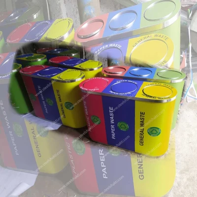 Stainless Steel Recycling Bin for Office | 3-in-1 Waste Bin