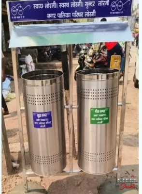 twin dustbin with stand for wet & dry waste 60l+60l