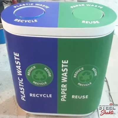 frp duo dustbin 120l – 60l × 2 compartment waste bin