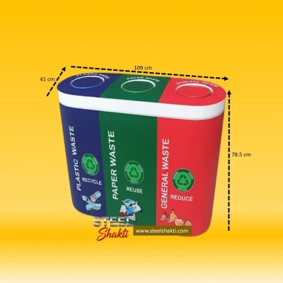 FRP Dustbin | Trio Bin | 3 in 1 (180 Ltr) - View 2 | Steel Shakti Fabrication