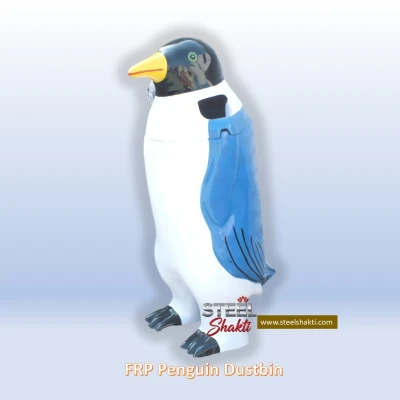 FRP Penguin Dustbin (4 Ft, 60L) | Animal Shaped Dustbin | Steel Shakti Fabrication