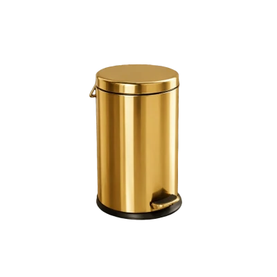 Gold PVD stainless steel pedal bin with foot operated lid