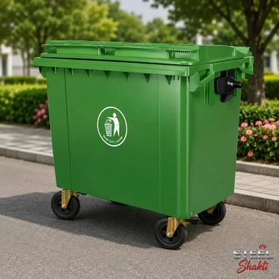 660 ltr plastic industrial dustbin with wheels