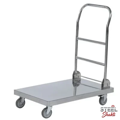 stainless steel utility trolley 2 tier mirror finish