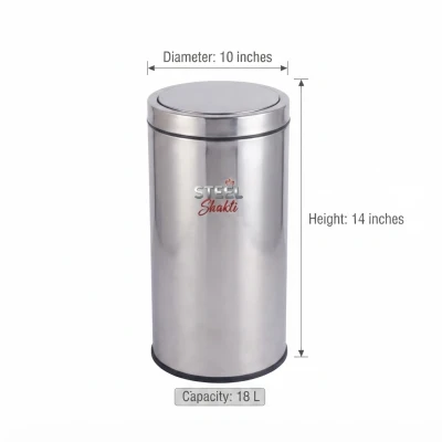 18l stainless steel swing dustbin – 10×14 inch