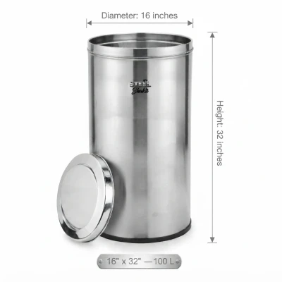 100l stainless steel swing dustbin – 16×32 inch