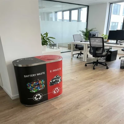 Stainless steel Duo Dustbin - Swing Lid, 120L