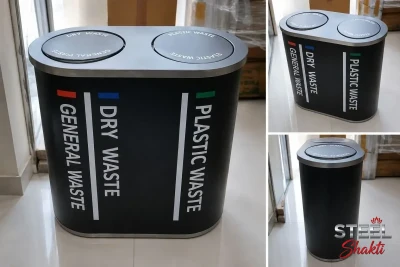 black stainless steel duo dustbin – ss 202
