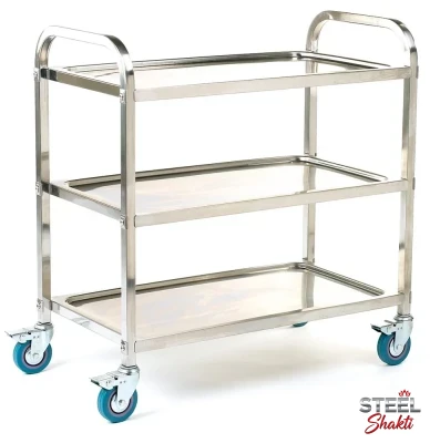 3-tier stainless steel hospital dressing trolley