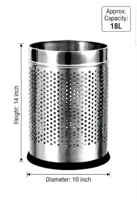 Stainless Steel Perforated Dustbin 18L 10x14 Inch