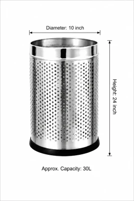 Stainless Steel Perforated Dustbin 30L 10x24 Inch