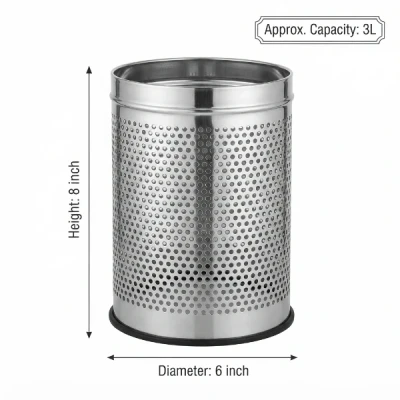 Stainless Steel Perforated Dustbin 3L – 6×8 Inch