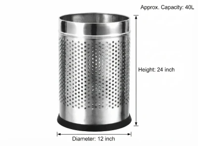 Stainless Steel Perforated Dustbin 40L 12x24 Inch