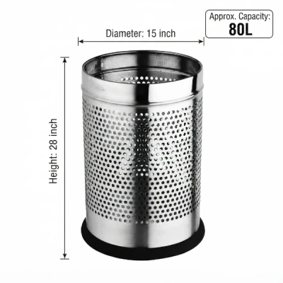 Stainless Steel Perforated Dustbin 80L – 15×28 Inch