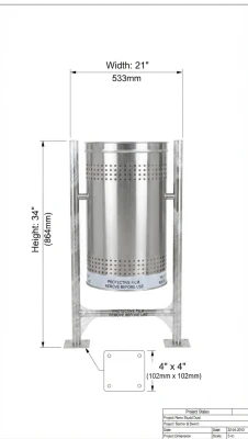 Stainless Steel Perforated Pole Mounted Dustbin