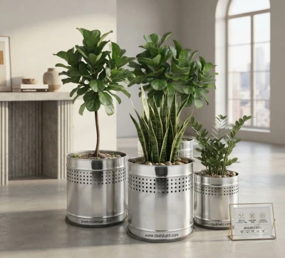 12 Inch Stainless Steel Metal Planter – 22L
