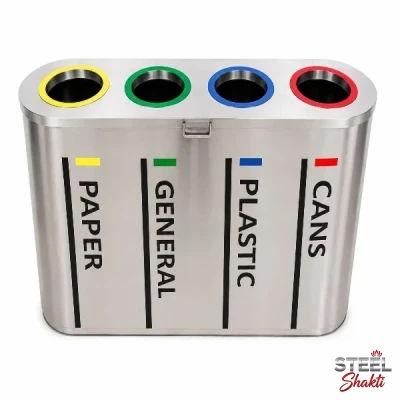 Stainless Steel Quattro 4 In 1 Dustbin – Four Compartment Waste Bin, 240 L