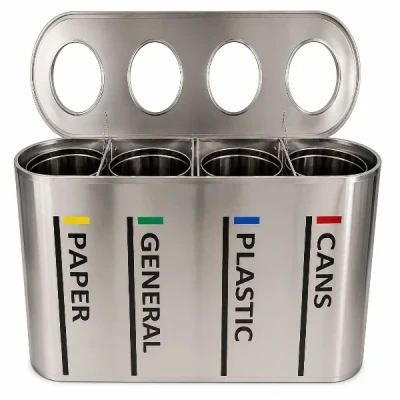 Stainless Steel Quattro 4 In 1 Dustbin – Four Compartment Waste Bin, 240 L