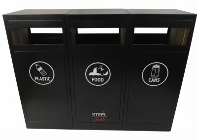 Triple Compartment Commercial Outdoor Dustbin