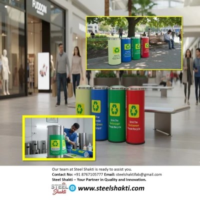 Swing Type Stainless Steel Dustbin Single WET DRY , Capacity 10 Ltr - View 6 | Steel Shakti Fabrication