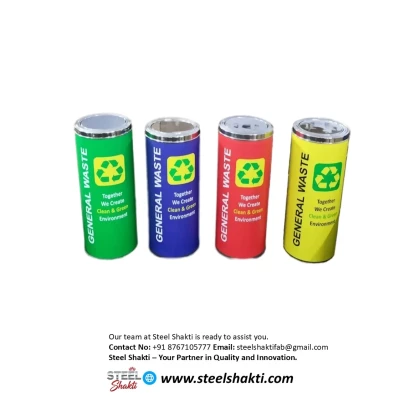 4 Compartment Stainless Steel Waste Segregation Dustbin 50L