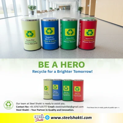 Swing Type Stainless Steel Dustbin Single WET DRY , Capacity 10 Ltr - View 5 | Steel Shakti Fabrication